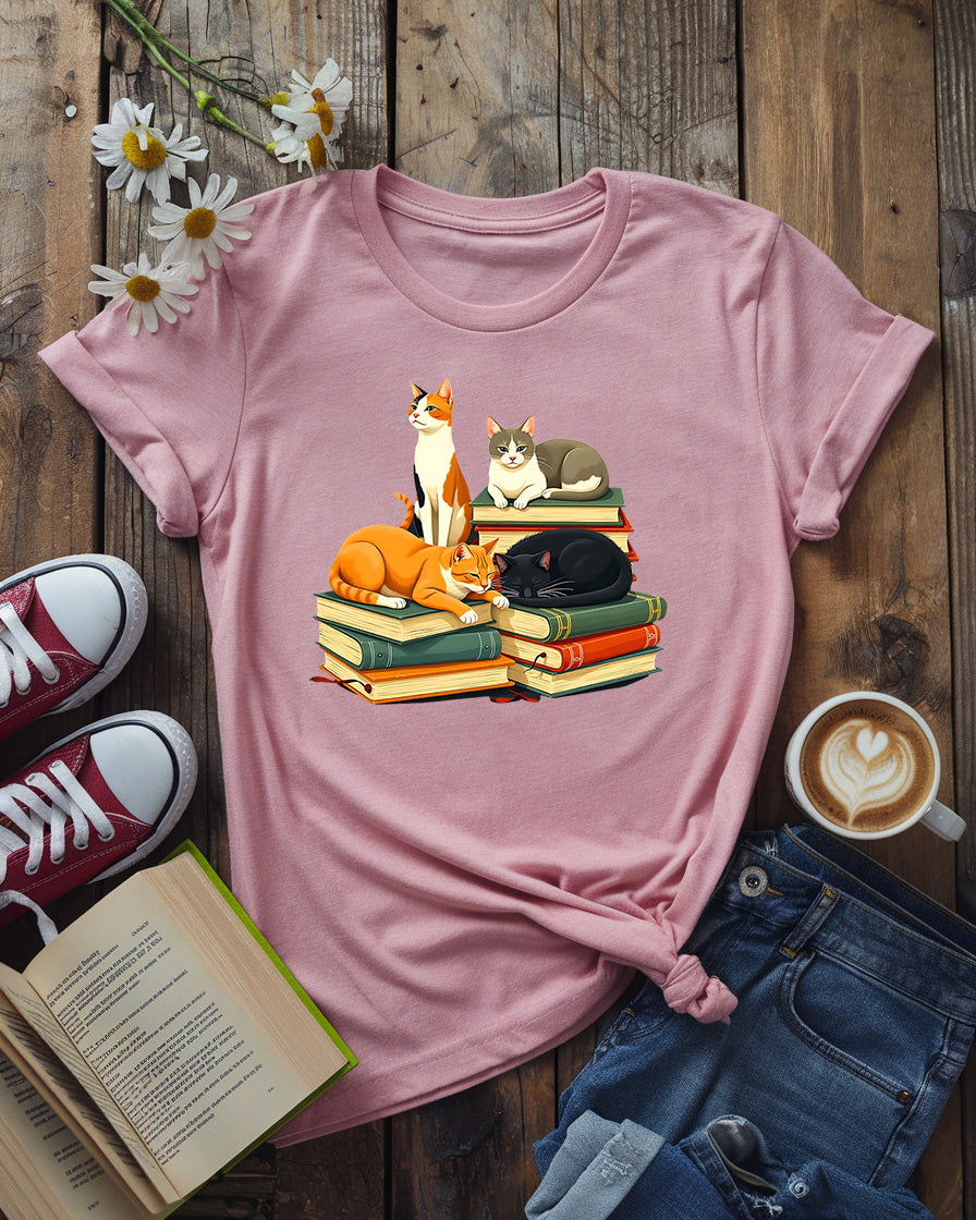 Cats & Books Tee