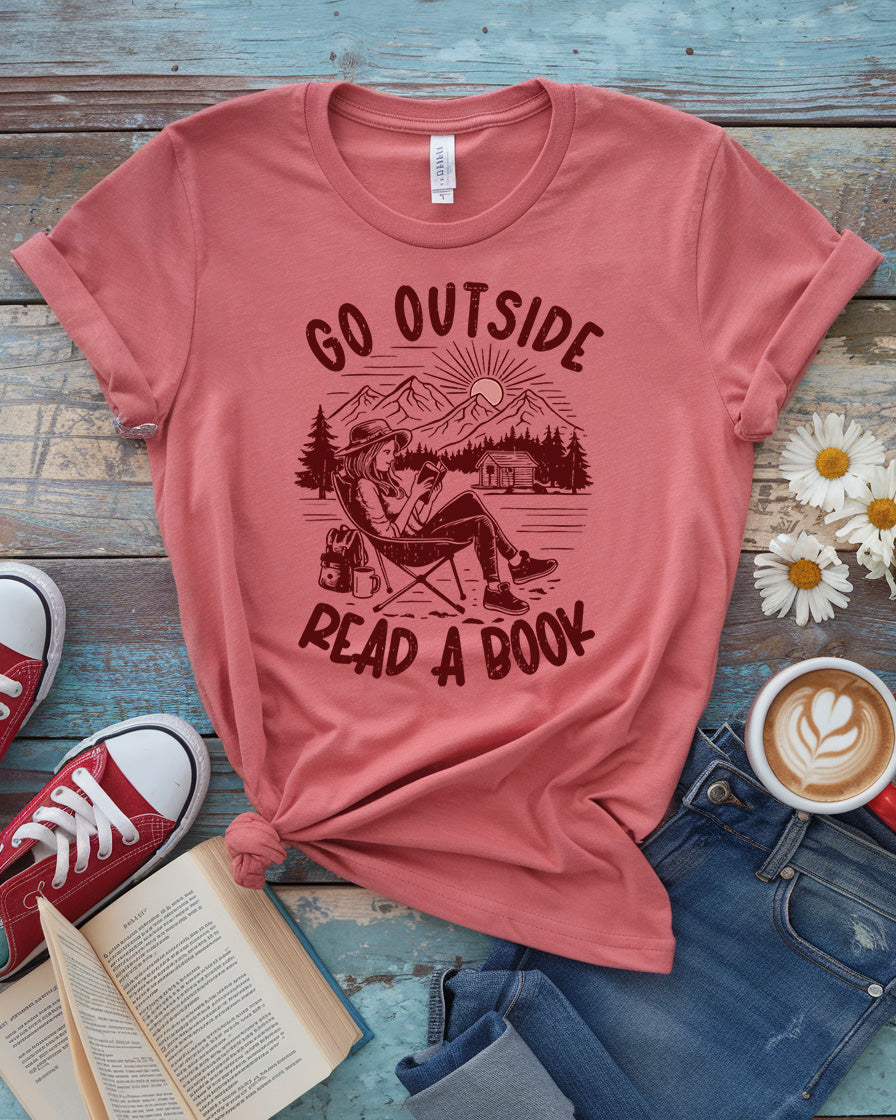Go Outside Read a Book Tee