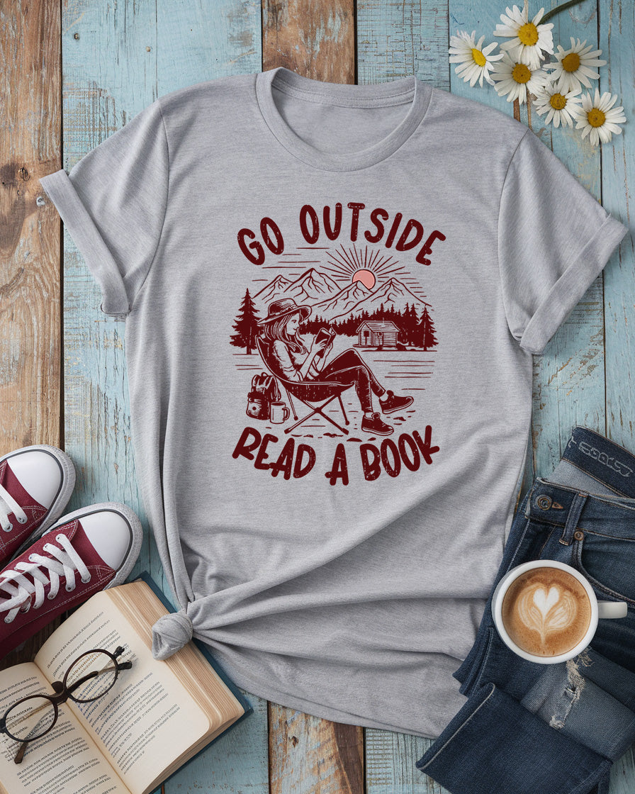 Go Outside Read a Book Tee