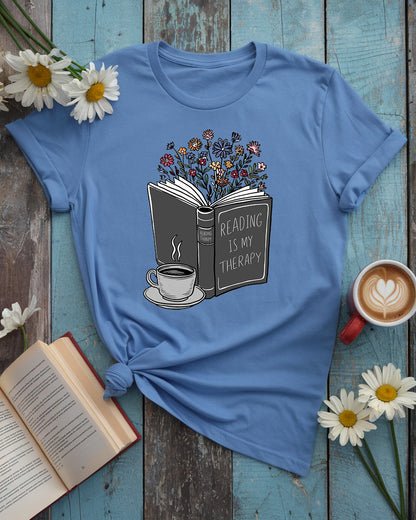 Reading Is My Therapy Shirt, Floral Book Lover Tee