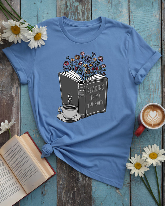 Reading Is My Therapy Shirt, Floral Book Lover Tee
