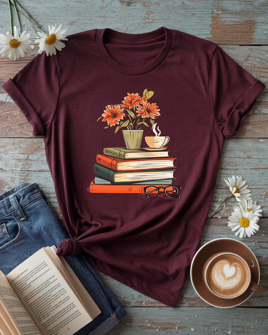 Floral Book Stack Tee