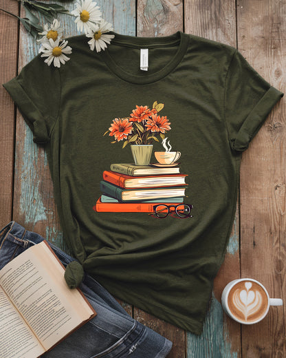 Floral Book Stack Tee