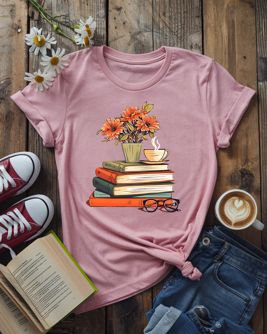 Floral Book Stack Tee