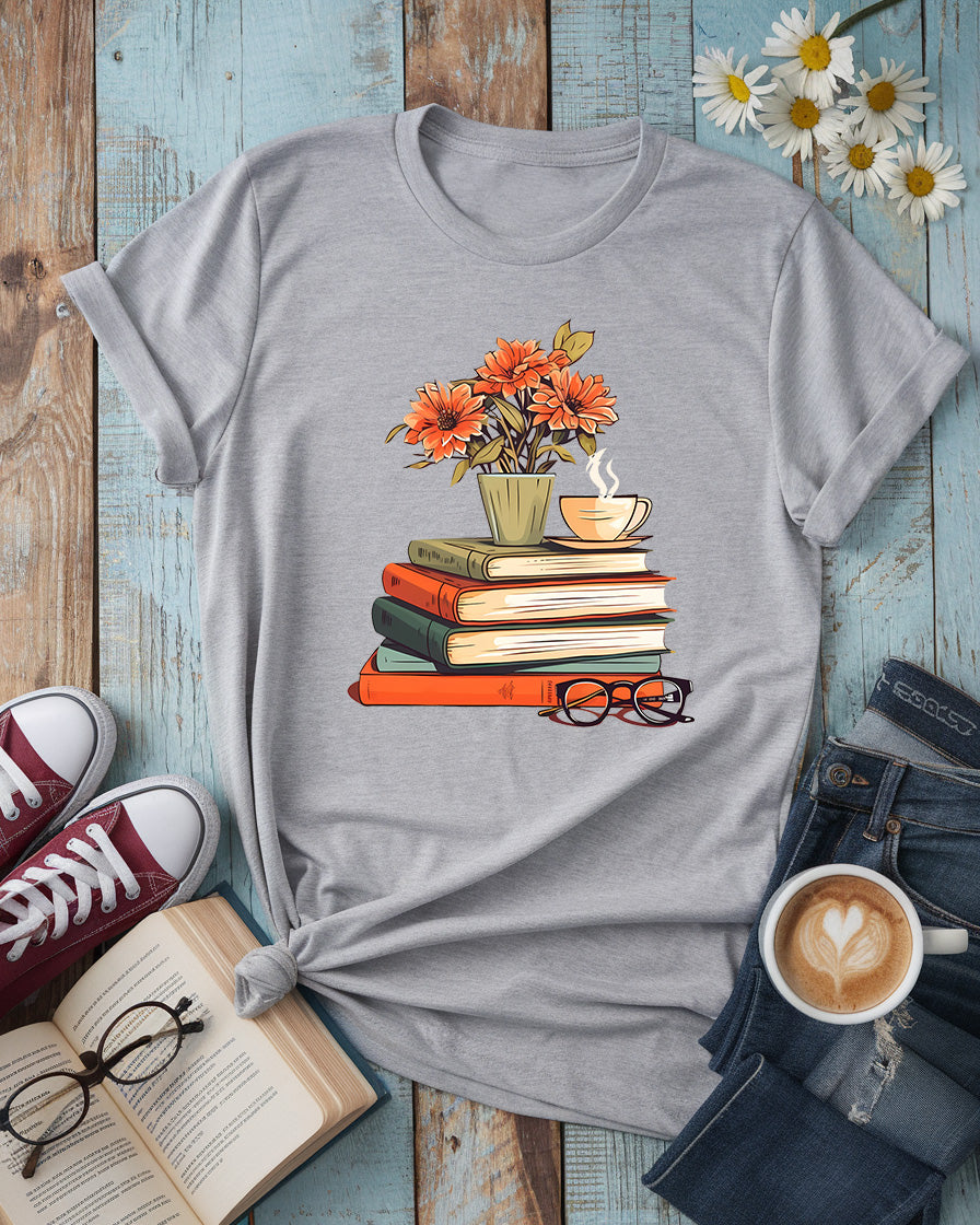 Floral Book Stack Tee