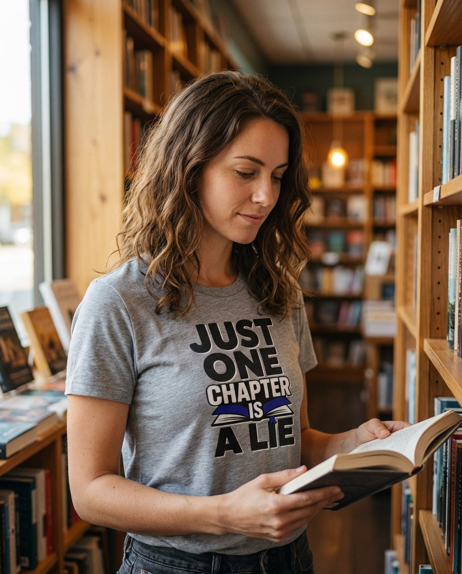 BookTok book lover shirt worn during a cozy reading session at home
