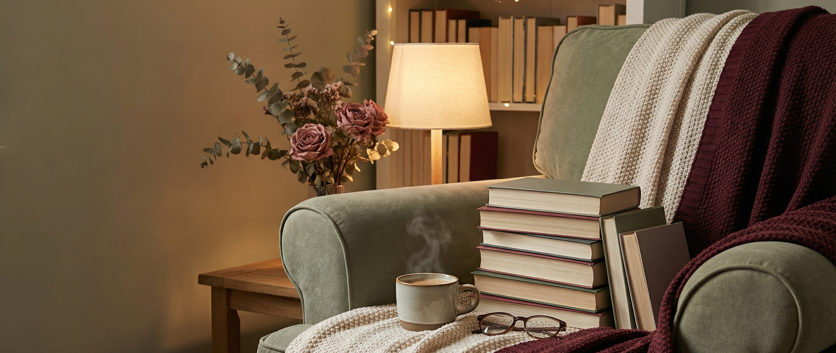 BookAddictHub Hero Banner - Cozy Reading Lifestyle