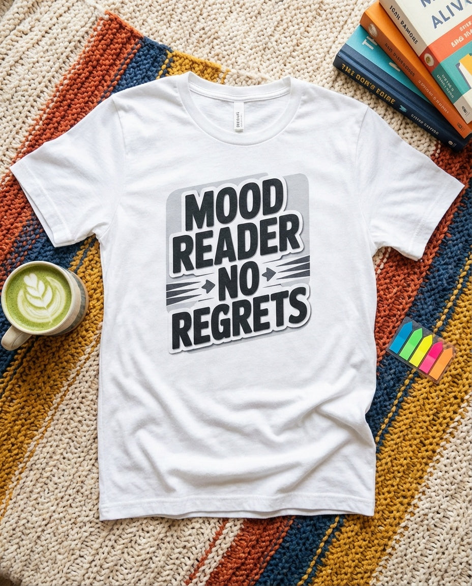Mood Reader No Regrets t-shirt in Navy - BookTok book lover tee