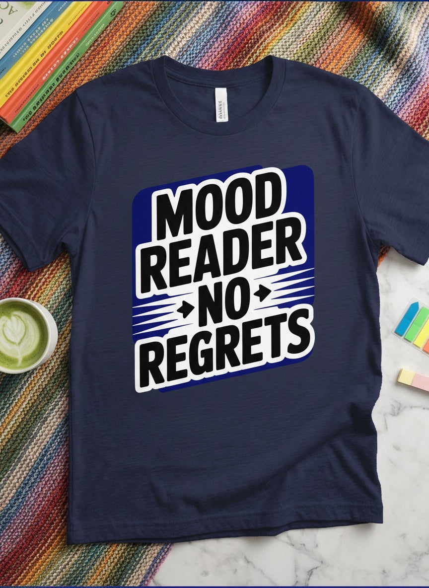 Mood Reader No Regrets t-shirt in Athletic Heather - BookTok book lover tee