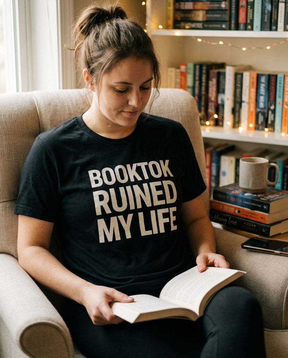 Person wearing BookTok tee - lifestyle shot 1