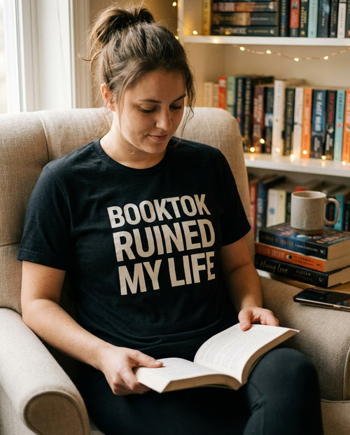 Person wearing BookTok tee - lifestyle shot 1