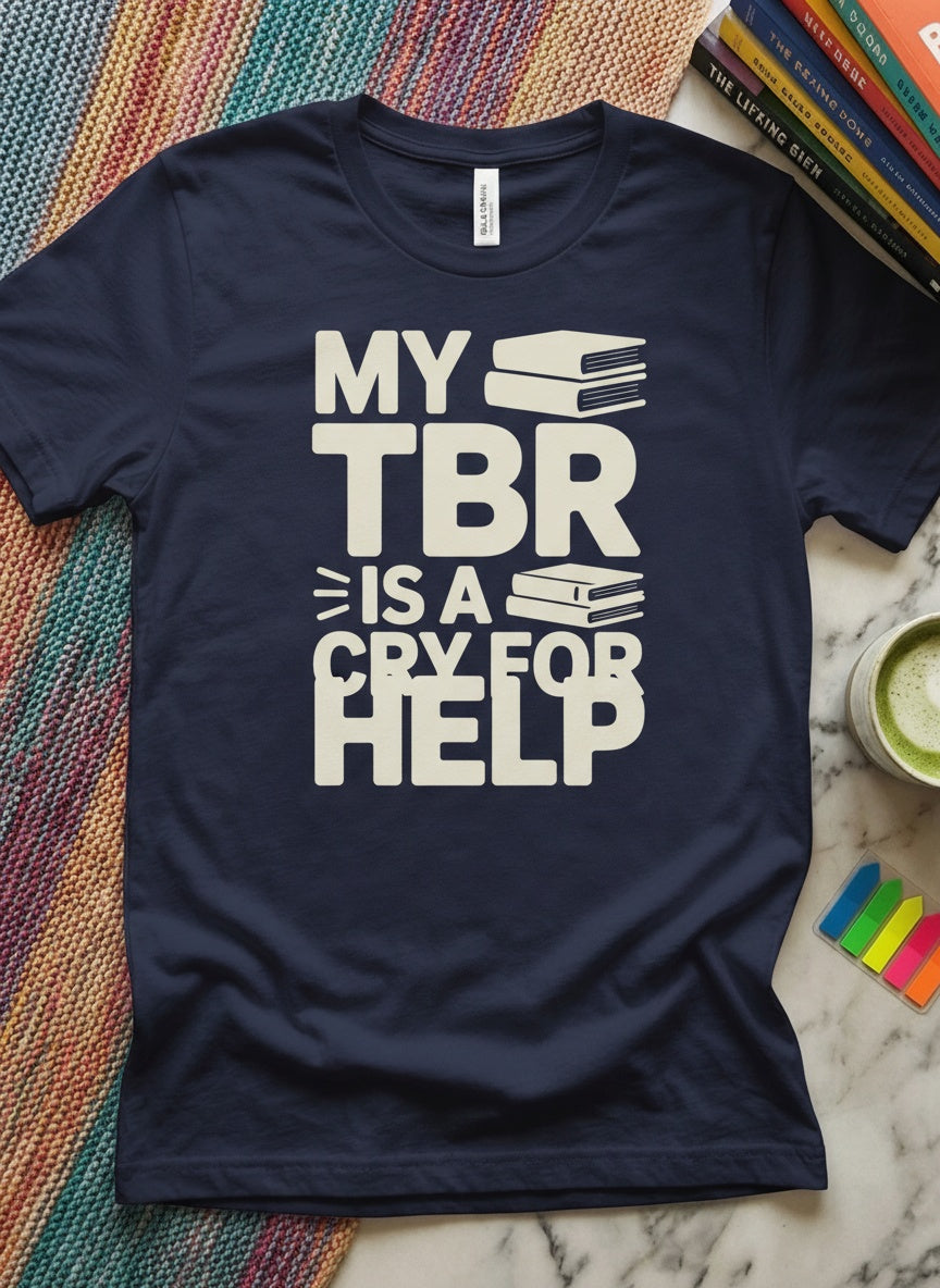 My TBR Is A Cry For Help t-shirt in Athletic Heather - BookTok book lover tee